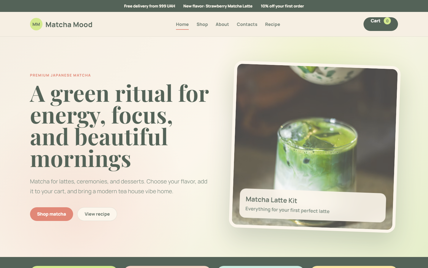 Matcha Mood shop website preview
